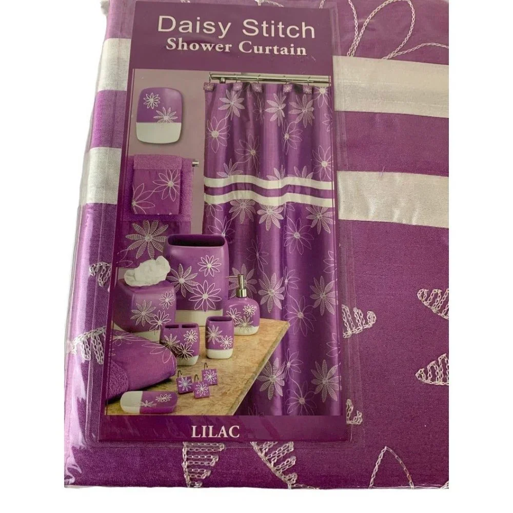 Popular Bath Daisy Stitch Lilac Shower Curtain 70
